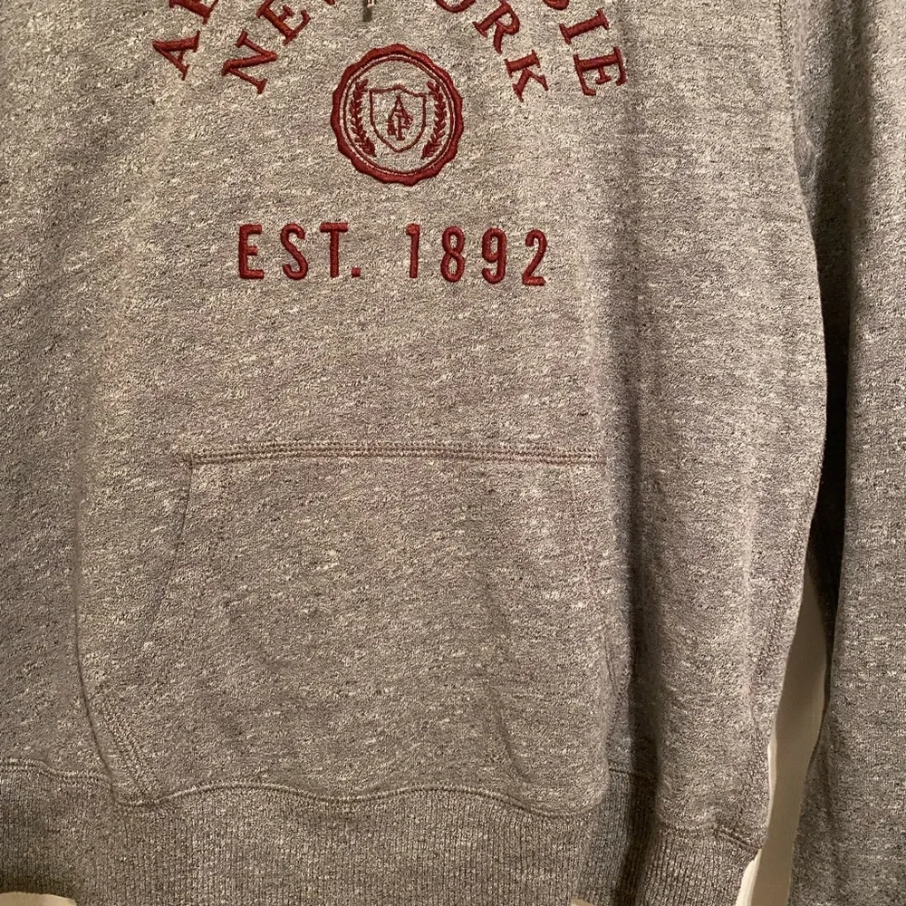 Abercrombie & Fitch Gray Hoodie with Red Logo on Front Shirt, Long Sleeve Size M - Picture 4 of 7